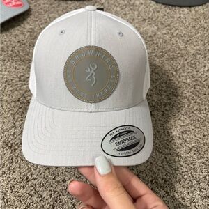 Browning White Mesh Cap with Gold Logo